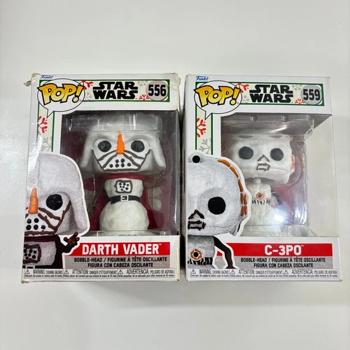 Funko Pop! Star Wars Holiday Snowman Darth Vader C-3PO #556 #559 Damaged Boxes
