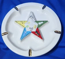 Ashtray with the Masonic Order of the Easten Star hand-painted in the center