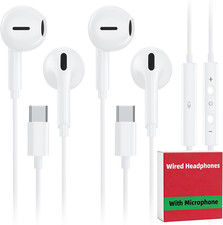 2 Pack USB C Wired Earbuds for Iphone 17/16/15 Pro Max plus Air Ipad  USB-C Hea
