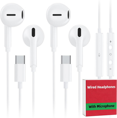 2 Pack USB C Wired Earbuds for Iphone 17/16/15 Pro Max plus Air Ipad & USB-C Hea