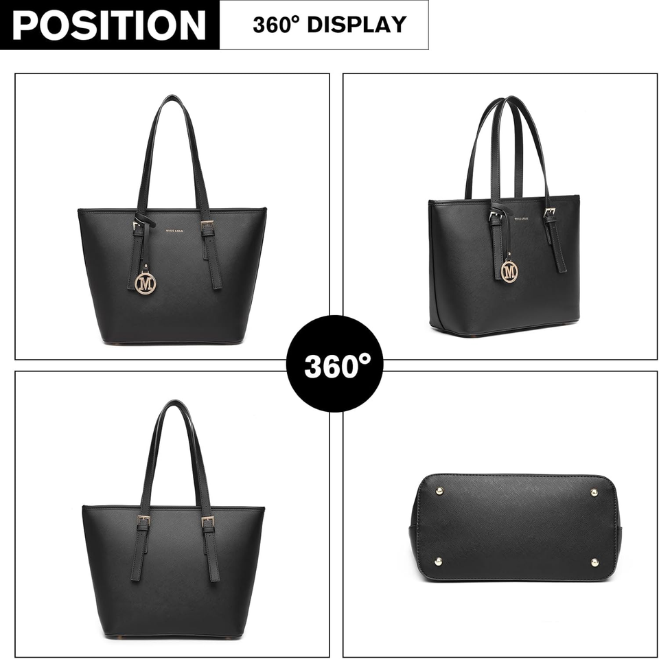 Hixingo Borsa Università Donna Tote Bag Grande Borsa Shopper Donna con Scomparti Borse Tote a Mano da Donna con Cerniera per Shopping Viaggi Lavoro Ufficio, Classico Fiori (Bordeaux,22 * 20 * 7cm
