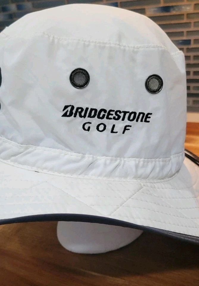 Bridgestone GOLF Ala Ancha Safari Boonie BLANCO Ajustado L/XL Sombrero Gorra Parasol Usado en Excelente Condición Foto 3 de 4