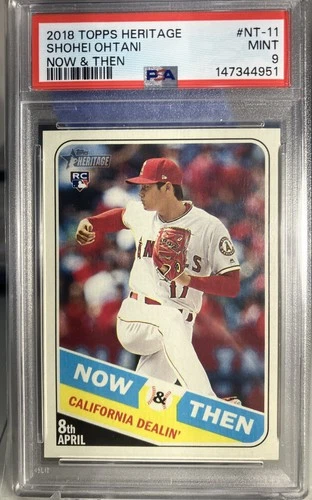 Shohei Ohtani Rookie Card Topps Heritage Now & Then #NT-11 PSA 9 Dodgers MVP