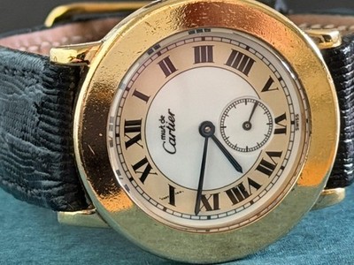 Cartier Ronde 925 Silber vergoldet, Mediumsize, Quarz, Vintage