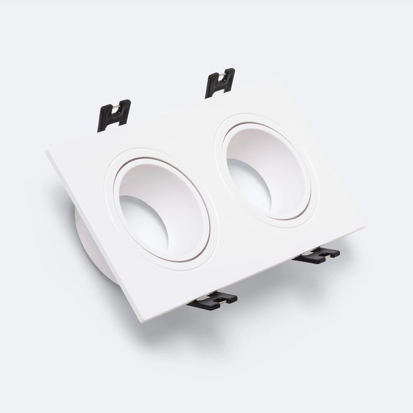 Aro Downlight Cuadrado Cónico Basculante para dos Bombillas LED GU10 / GU5.3