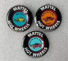 3 Mattel Hot Wheels Redline Metal Collector Buttons Boss Hoss Mustang Mercedes +