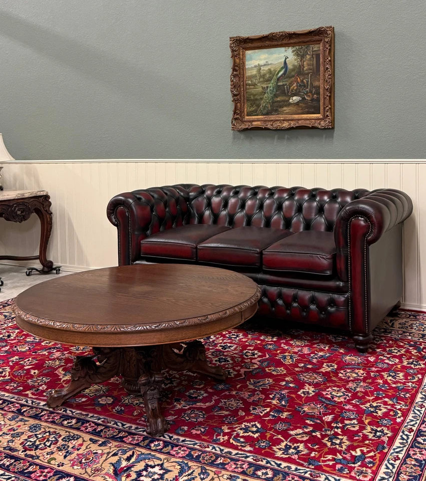 Antique French Black Forest Hunt Coffee Table OVAL Carved Griffins Oak 19th C - Image 4 of 4