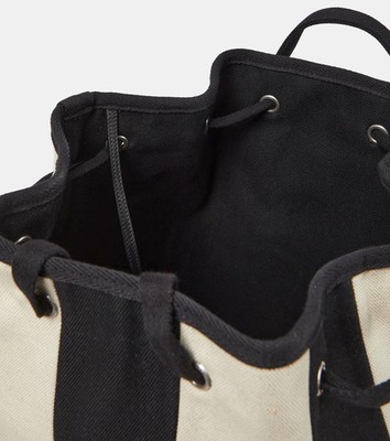 SAINT LAURENT Rive Gauche Sling Backpack Black White Striped  display picture 3