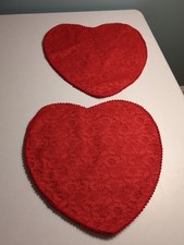 Set of 2 Red Heart Placemats Lacey Cloth Anniversary/Valentines Day