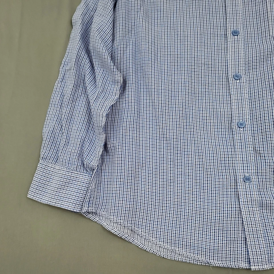 Camisa Haggar Para Hombres Mediana M Manga Larga Lunares Ligera Cuello Azul * Foto 4 de 4