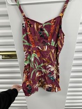Express Tropical Cutout Sundress Burgundy Floral Smocked Back Size M