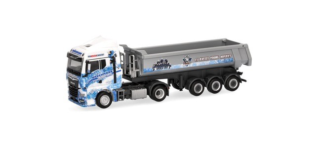 Herpa 318044 - 1/87 MAN TGX GM tipper semi-trailer ""Brückmann/Kassel Huskies""
