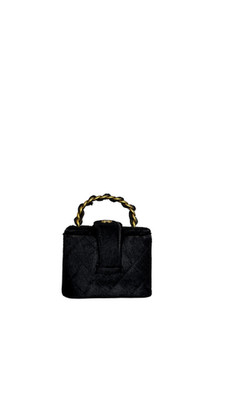 Chanel Vintage Mini Square Top Handle Vanity Box Black Ponyhair Quilted CC cocom