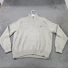 Polo By Ralph Lauren Sweater Mens 2XL Gray Quarter Zip Mock Neck Pima Cotton