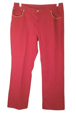 DG2 Diane Gilman Red Jeans Womens 16P Petite Stretch Denim Straight Leg Mid Rise