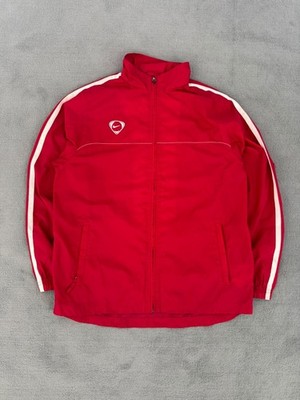 Nike Vintage Trainingsjacke Rot Weiß Shield Logo Y2K Windbreaker Gr. M (Kids XL)
