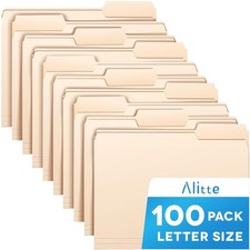 Letter Size Manila File Folders 8.5 x 11, 100-Pack Document Storage Folders