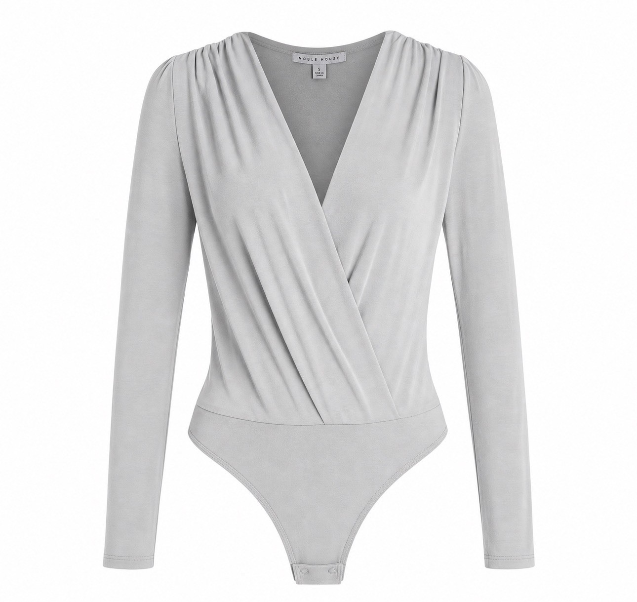 Haute Monde Long Sleeve Gray Bodysuit Women Size S