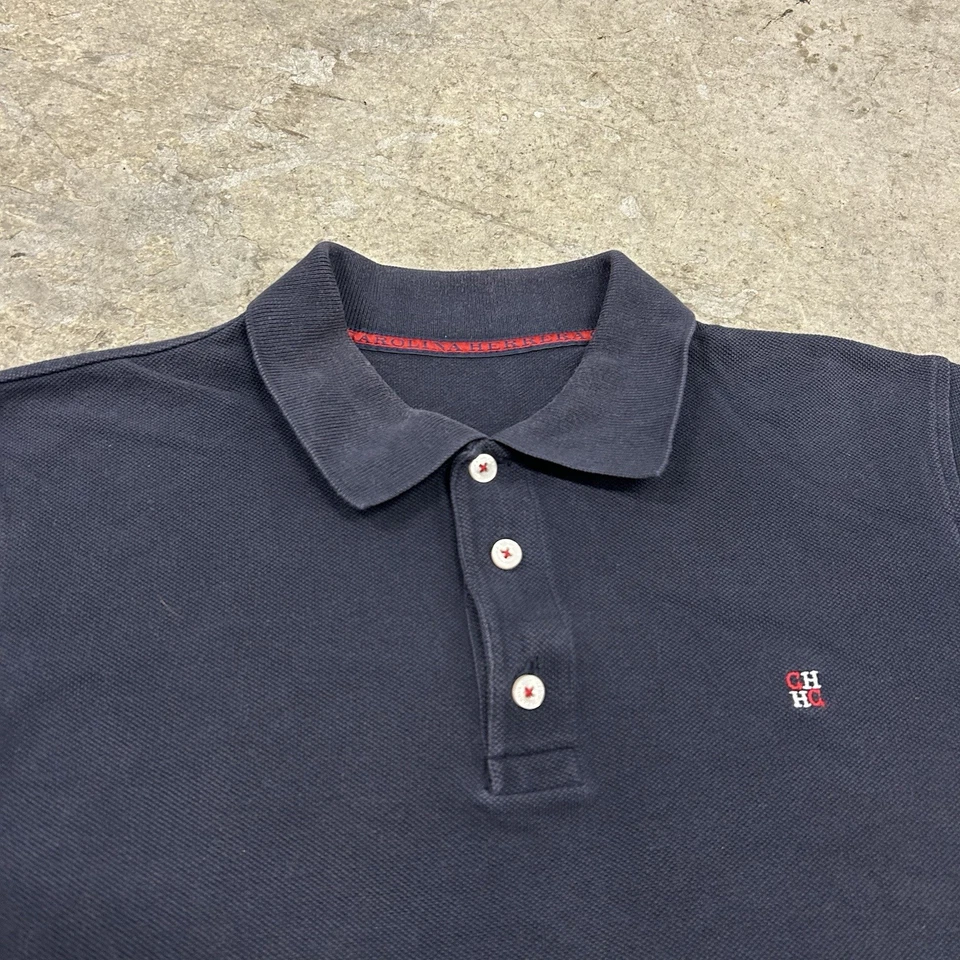 Camiseta Polo Carolina Herrera Adulto Mediana Azul Marino Negra Camiseta de Diseñador Rara Foto 3 de 4