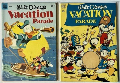 2 LOT Dell Comics 1951 #2, 1953 #4 Walt Disney s Vacation Parade MICKEY, DONALD
