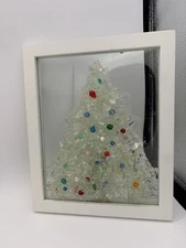 Christmas Tree Crushed Glass Resin Beads Light Up Holiday Wall Art 11x9 See Note