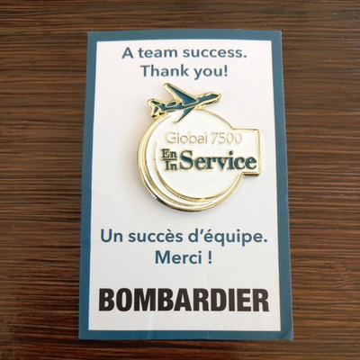 Bombardier Global 7500 In Service Pin Badge