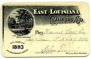 EAST LOUISIANA Railroad Pass 1893 Vignette