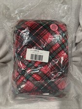 Victoria s Secret Red Green Plaid Throw Sherpa Blanket 50"x60" and Plaid Tote