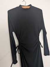 Black New Look long Length Sleeve Bodycon keyhole sides  Dress uk 14