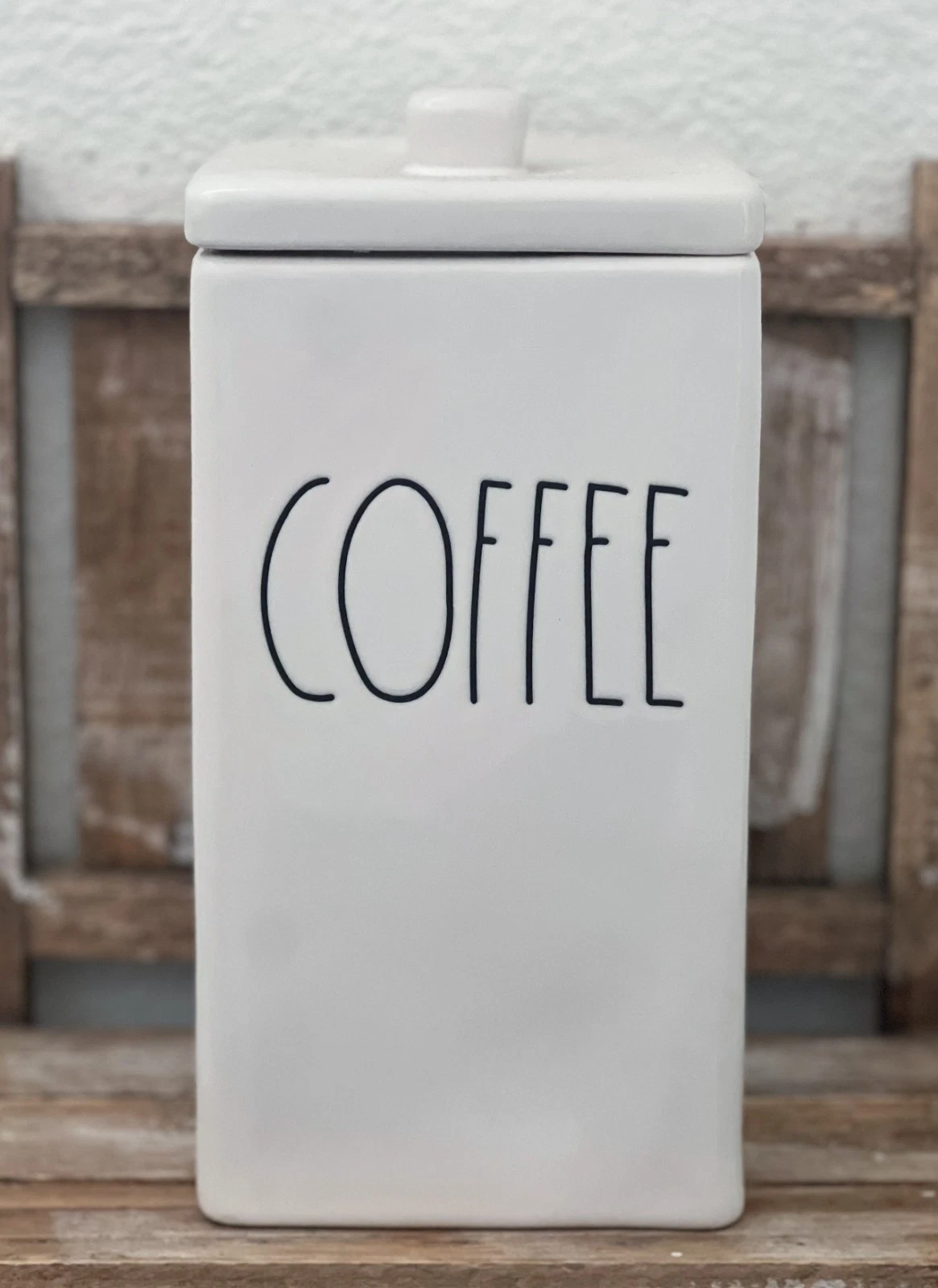 Rae Dunn White COFFEE Square Canister Magenta Artisan Collection NWT
