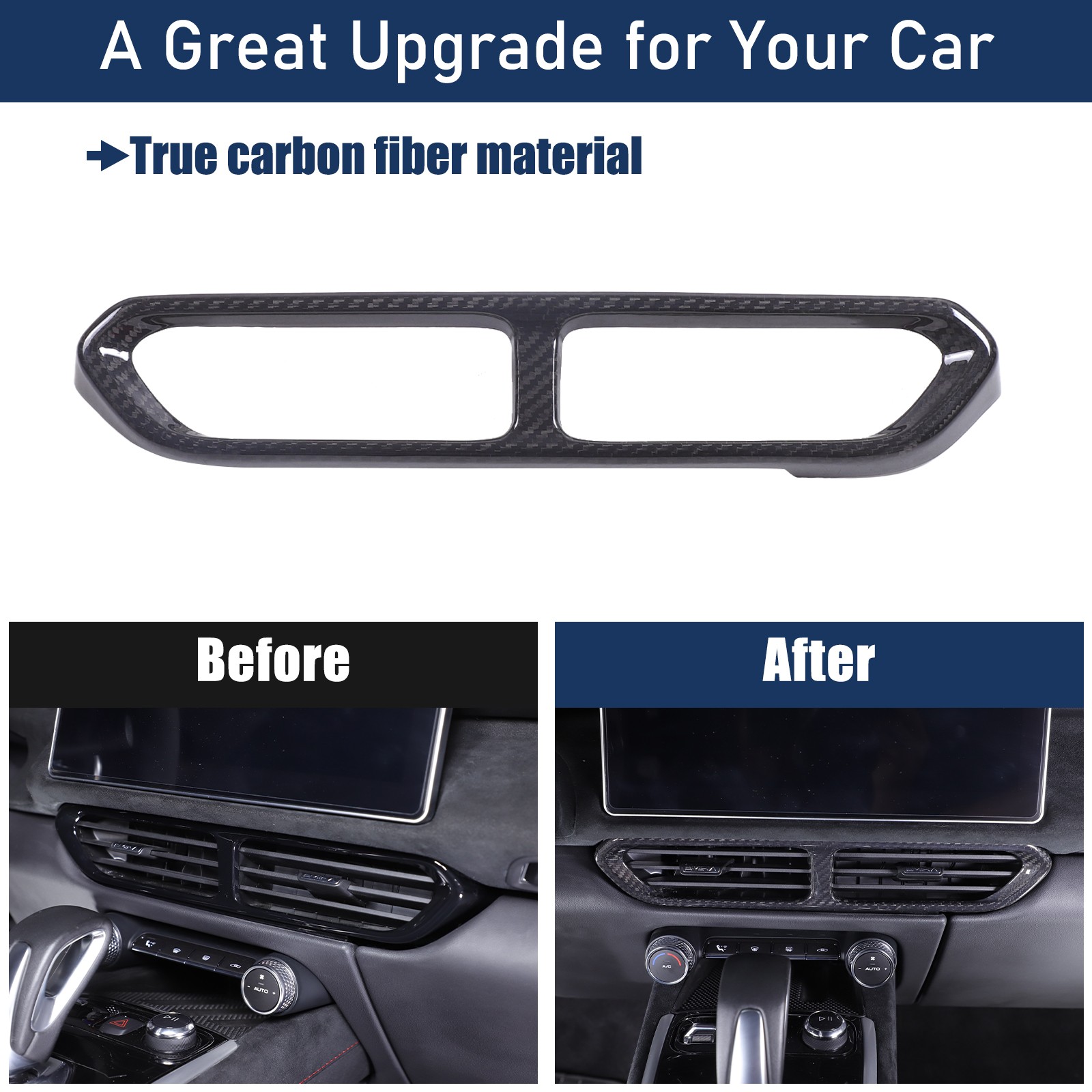 Real Carbon Fiber Center Console Air Vent Panel Trim For Lotus Emira 2021-2023
