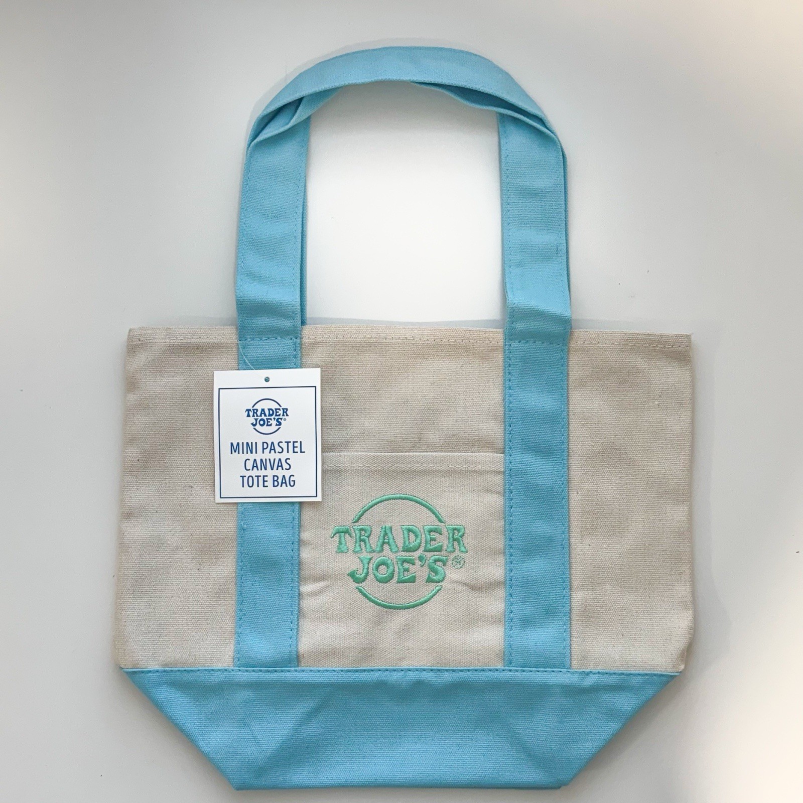 Trader Joes Mini Pastel Canvas Tote Bag Small Reusable Grocery Shopper