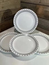 Set of 4 Corelle City Block Black White Geometric Vitrelle 10 1/4” Dinner Plates