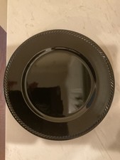 6 PCS Black Charger Plates 13 Inch Round Plastic with design