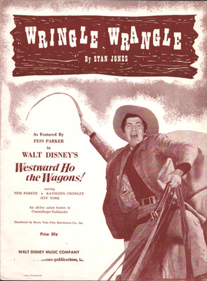 1956 WALT DISNEY vintage film sheet music WESTWARD HO THE WAGONS! w/ Fess Parker