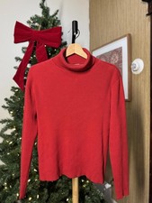 Red Ribbed Turtleneck Sweater