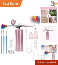 Airbrush Kit Wireless Air Compressor Nail Art Makeup Painting Pink