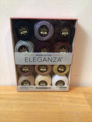 Wonderfil Eleganza 100% Egyptian Cotton 12 Ball Set #8 Perle Cotton Neutral New