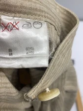 ISSEY MIYAKE ◆ PERMANENTE/wide pants/L/linen/beige/stripe/VG41090