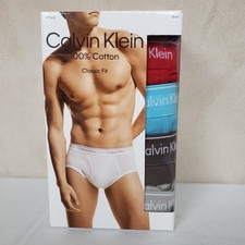 Calvin Klein Men's Classic Fit Briefs 4 pack Red, Light Blue, Brown, Tan