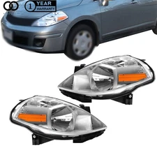 Halogen For Nissan Versa 2007-2009-2012 Headlight Driver & Passenger Side Chrome