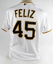2021 Pittsburgh Pirates Michael Feliz #45 Game Used White Jersey Opening Day 48