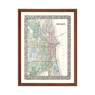 Old Map of Chicago, IL 1874 - Vintage Chicago Illinois Art