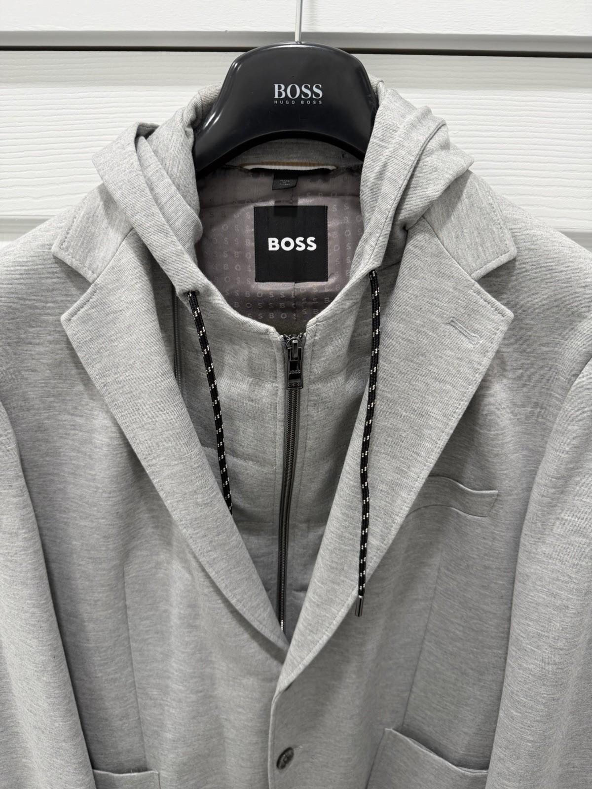 Hugo Boss Men's Grey Casual/Dress Hooded Winter Jacket US 44 IT 52  HTF EUC Rare image 4