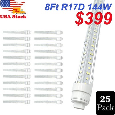 25 Pack T8 R17D HO 8FT Led Tube Light V Shaped 144W 8Ft LED Ballast Bypass Bulbs