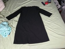Eileen Fisher Viscose Jersey Black Dress Sz S/P Long Sleeve Round Neck