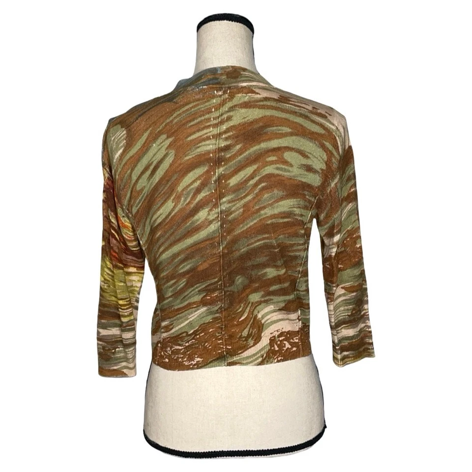 Cárdigan recortado Anthropologie Charlie & Robin estampado mezcla de lino talla: S Foto 3 de 4