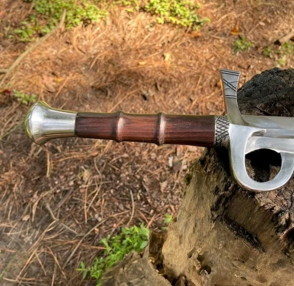 Espada vikinga de acero al carbono forjada a mano espada medieval afilada lista para la batalla + funda Foto 2 de 4