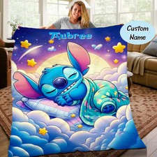 Personalized Disneyland Stitch Disneyland Lilo And Stitch Fleece Blanket