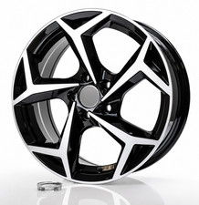 4 Felgen 17 Zoll Passend 5X100 LOOK POLO SPORT VW Black Poliert